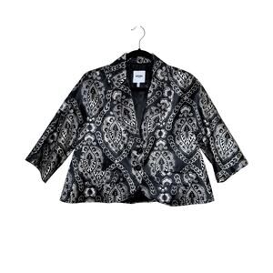 NEW Moschino Jeans Size 4 Donna Blazer‎ Jacket Satin Black White Paisley Print